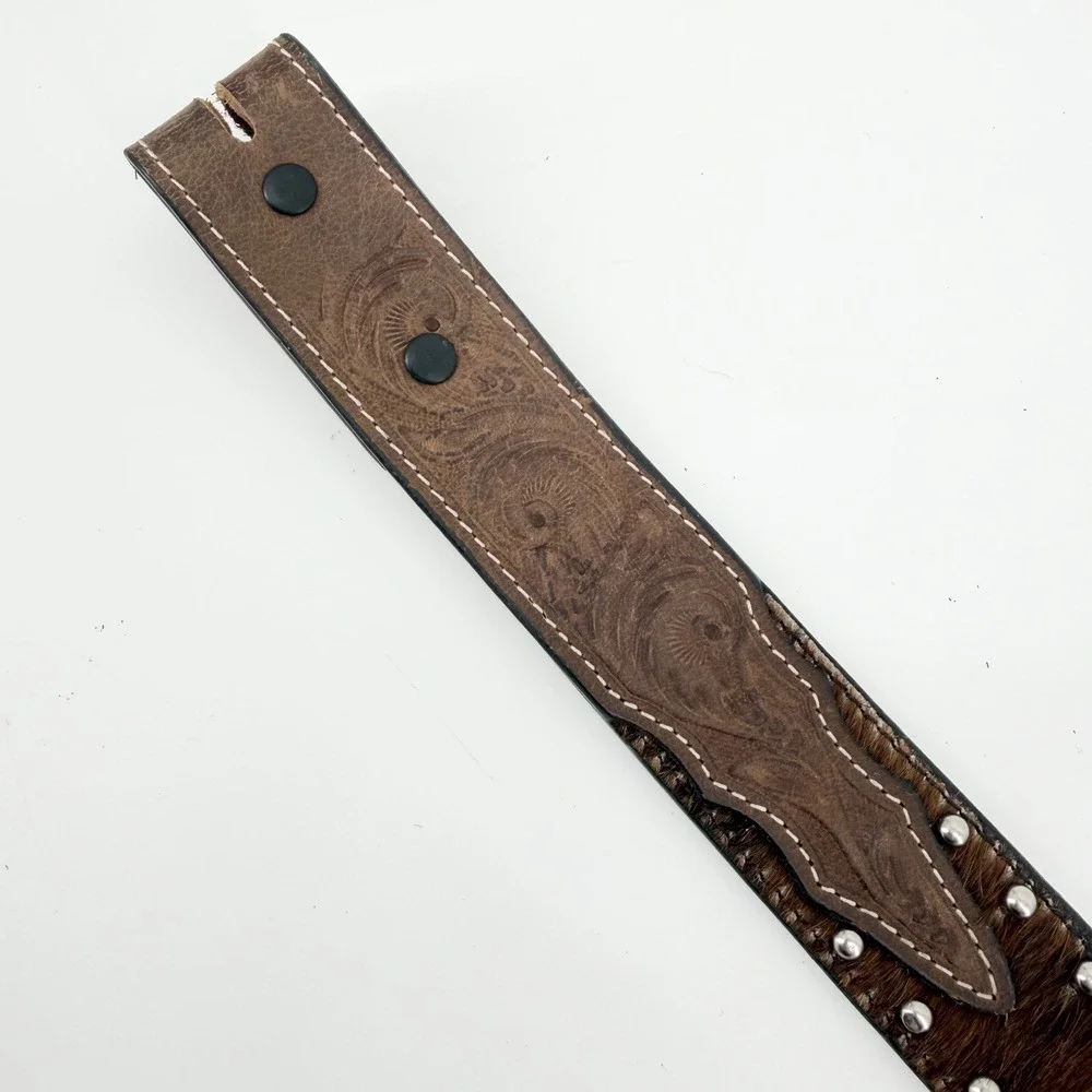 3D Belt Company Kids Size 22 Western Leather Belt Brown Cross Conchos Studs